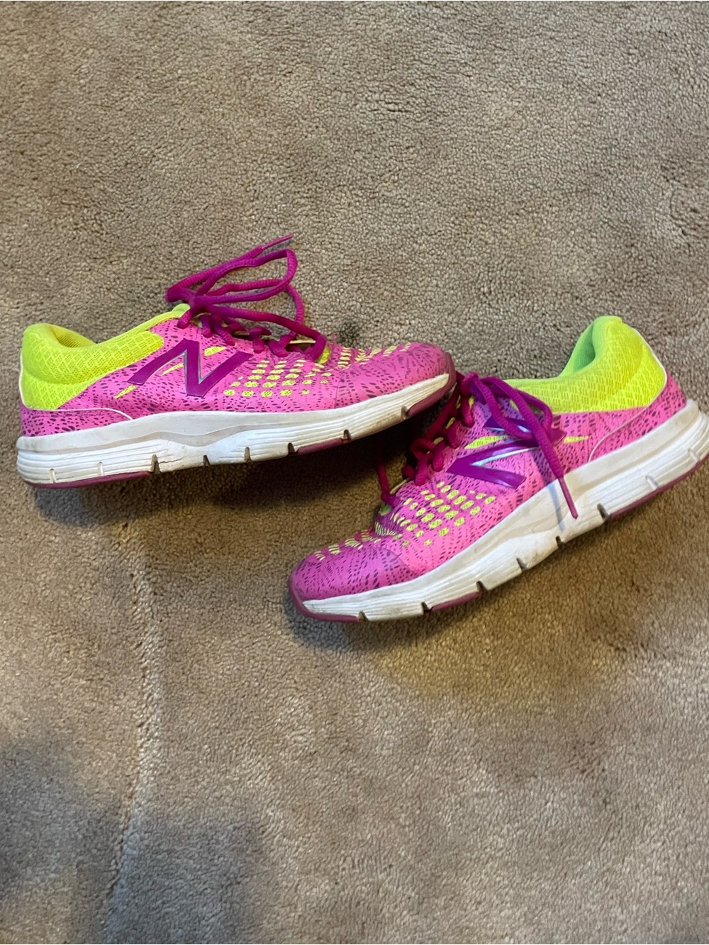Girls’ Size 4 New Balance Hot Pink & Neon Yellow Sneakers